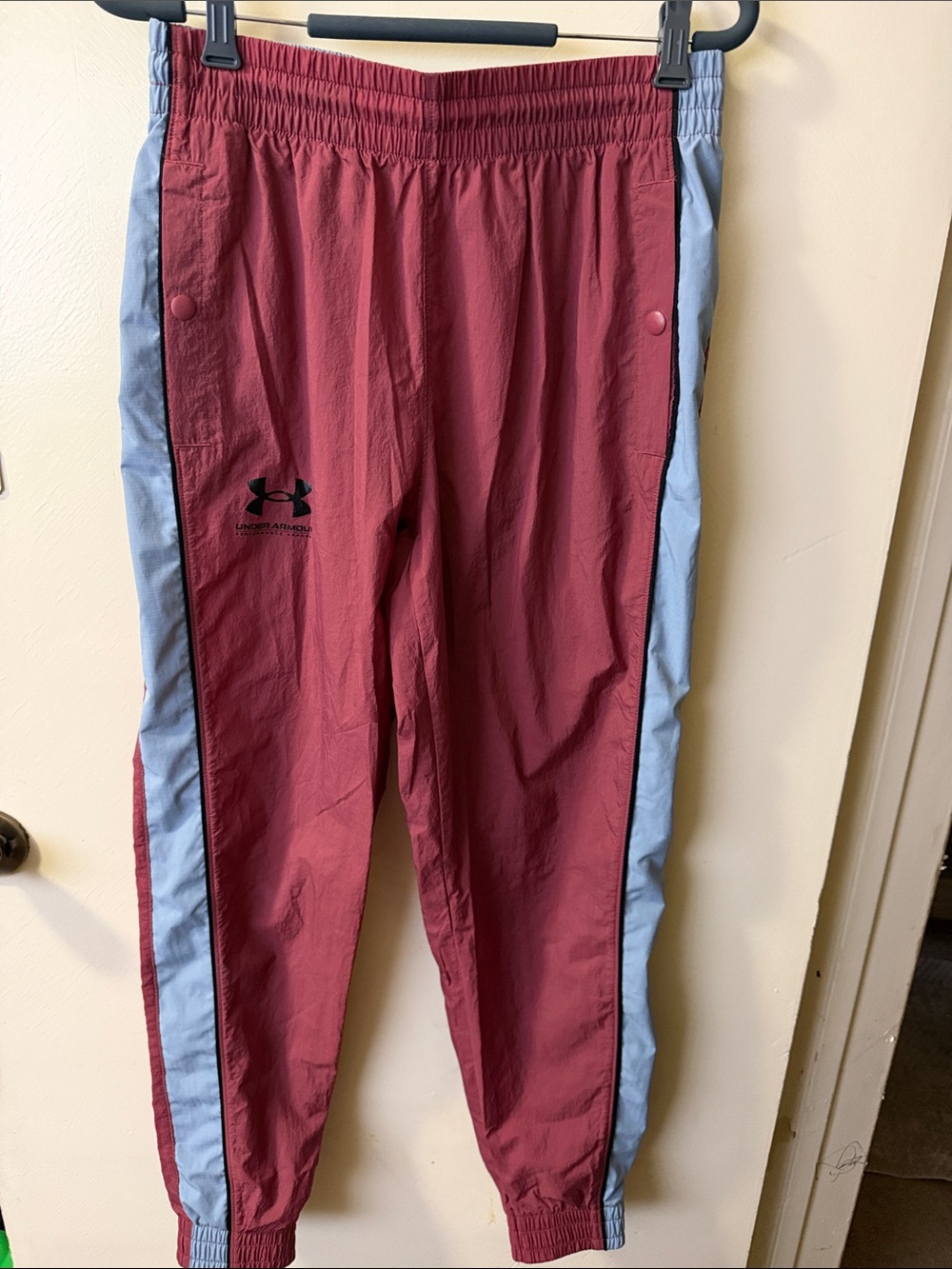 Under Armour Maroon Joggers with Light Blue Side Panels